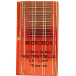 Microbox shank drill set (10) 0.5-2.2mm