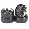 Räderset Drift LP " Wabe / Profil A" schwarz/chrom 1:10 (4)